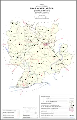 Map showing Lalumau (#869) in Lalganj CD block