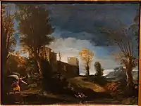 Landscape with Tobias and the Angel  (c. 1616–1617) by Guercino