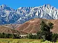 Left to rightː Mt. Langley, Mt. Corcoran (centered), Mt. LeConte, Lone Pine Peak.