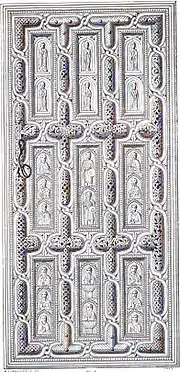 The Lashkheti church door, an example of the 10th-century wood carving art.