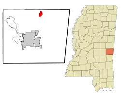 Location of Meridian Station, Mississippi