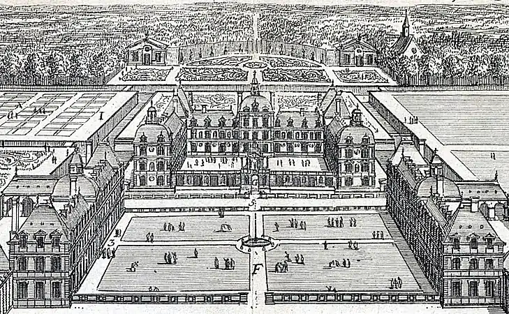 Detail of General perspective view of the Château de Richelieu from Le Magnifique Chasteau de Richelieu... (ca. 1657) by Jean Marot