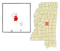 Location of Carthage, Mississippi