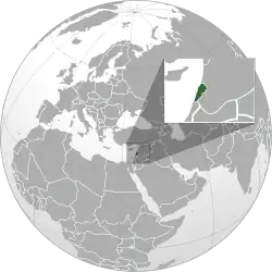 Location of Lebanon (in green)