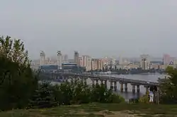 View on the Left Bank of Dnipro, with Darnytsia neighborhoods seen on the right in the background