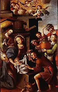 Leonardo Flores. Adoration of the shepherds, 17th century.