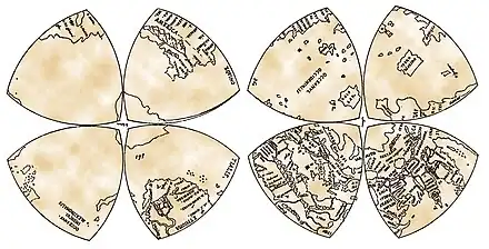 Leonardo da Vinci's world map in eight Reuleaux triangle octants (1503)