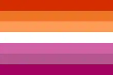 Orange-pink lesbian flag derived from the pink lesbian flag, circulated on social media in 2018