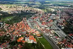 Aerial view of the centre of Třebíč