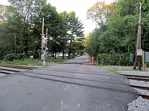 A level crossing of a two-track railway line