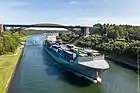 A Container ship with both bridges