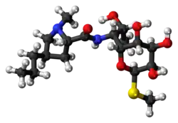 Ball-and-stick model of lincomycin