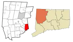 Plymouth's location within Litchfield County and Connecticut