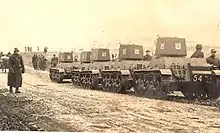 Lithuanian Vickers 4-ton tanks marked with Columns of Gediminas head to Vilnius 1939.