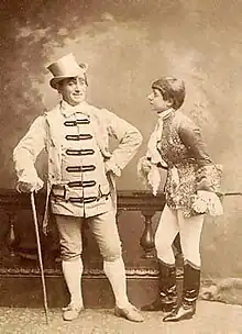 Nellie Farren as Jack (with David James as Blueskin) in Little Jack Sheppard