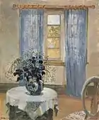 Stue med lyseblå gardiner og blå Clematis (Room  with light blue curtains and Blue Clematis , 1913)