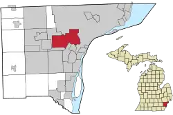 Location within Wayne County