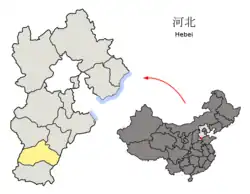 Location of Xingtai City jurisdiction in Hebei