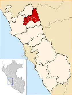 Location of Oyón in the Lima Region