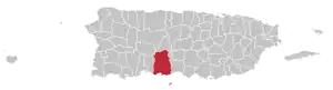 Map of Puerto Rico highlighting Ponce Municipality