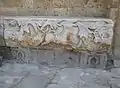 St. Nicholas Cathedral, Famagusta, Cyprus, detail of a late antique lintel used as a seat in front of Loggia Bembo.