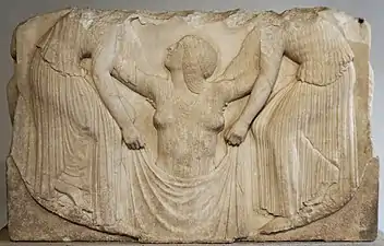 The Ludovisi Throne (possibly c. 460 BC) is believed to be a classical Greek bas-relief, although it has also been alleged to be a 19th-century forgery.