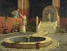 Picking flowers from the courtyard