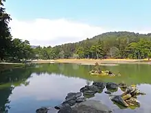 Small rocks in a lake.