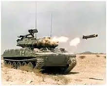 MGM-51 Shillelagh Anti-tank missile fired from M551 Sheridan light tank