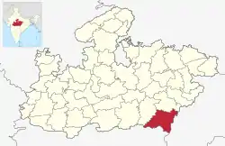 Location of Balaghat district in Madhya Pradesh