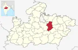 Location of Damoh district in Madhya Pradesh