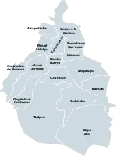 Map of Mexico City boroughs