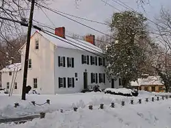 The Madison House in February 2006. It was built around 1800 and originally owned by Caleb Bentley. The house provided refuge for President James Madison, on August 26, 1814, after the British burned Washington, D.C., during the War of 1812.