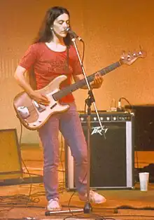 Maggie Holland on 7 August 1983, playing in the English Country Blues Band at Goodwood Folk Festival, Sussex