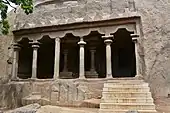 Temple entrance, with pillars and steps