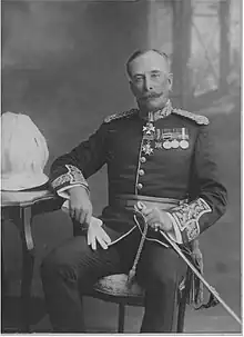 Charles St Leger Barter (1857-1931) Major-General KCB, KCMG, CVO. GOC Infantry Division, Educated abroad, RMC Sandhurst psc King's Own Yorkshire Light Infantry Charles St Leger Barter was the son of the Rev J T Barter of Bercham, Co Cork. He was commissioned in the 105th Foot (later 2nd Battalion King’s Own Yorkshire Light Infantry) on 1 September 1875. He passed Staff College in 1883 and saw active service in the Ashanti Expedition (1895-6), the Tirah Campaign (1897) and the South African War (1899-1901), during which he was wounded at the Modder River. His appointments as Instructor at the RMC Sandhurst (1884-6) and as CO 2nd Battalion King’s Own Yorkshire Light Infantry (1898-1902) were the marks of a ‘coming man’. He completed a four-year tour as GOC Poona Brigade in India in June 1913.