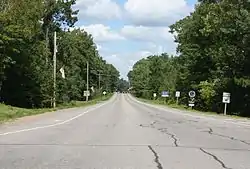 Looking north at the  community of Manitowish Waters on County Road W