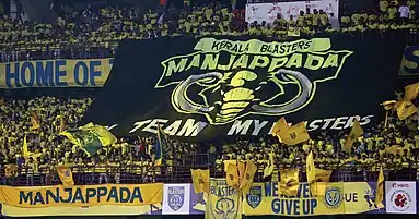 Manjappada (Yellow Army) during a match in Kochi.