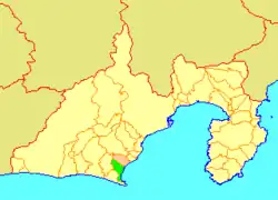 Location of Sagara in Shizuoka Prefecture