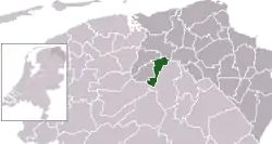 Highlighted position of Leek in a municipal map of Groningen