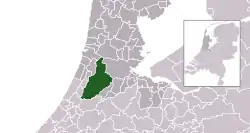 Highlighted position of Haarlemmermeer in a municipal map of North Holland