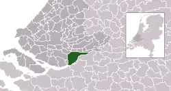 Highlighted position of Dordrecht in a municipal map of South Holland