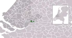 Highlighted position of Hardinxveld-Giessendam in a municipal map of South Holland