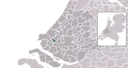 Highlighted position of Maassluis in a municipal map of South Holland