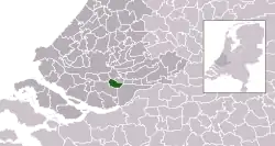 Highlighted position of Zwijndrecht in a municipal map of South Holland