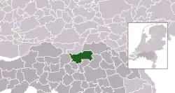 Highlighted position of 's-Hertogenbosch in a municipal map of North Brabant