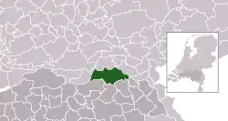 Highlighted position of Oss in a municipal map of North Brabant