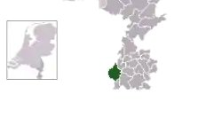 Highlighted position of Maastricht in a municipal map of Limburg