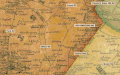 Close-up section of 1850 Sidney "Map of Baltimore County," showing parts of northeast Baltimore City and Baltimore County to illustrate that present-day Satyr Hill Road is part of the original Old Harford Road.  Various color shadings depict election districts as they existed at the time.