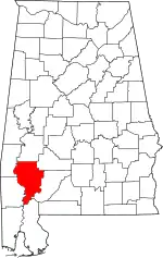 State map highlighting Clarke County